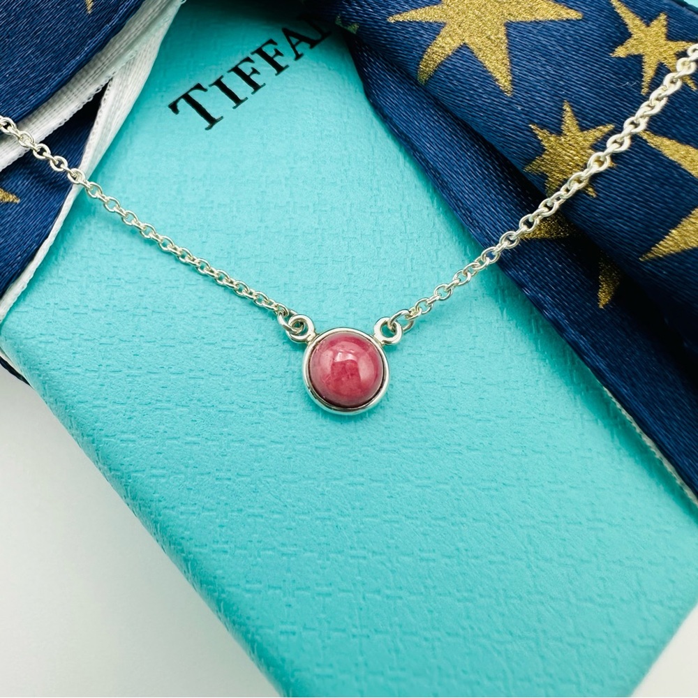 Tiffany & Co. Sterling Silver Rhodonite Necklace 16in. Color by the Yard - Picture 2 of 8